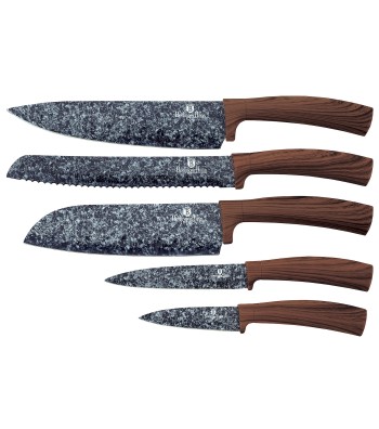 6 pcs knife set with stand, original wood