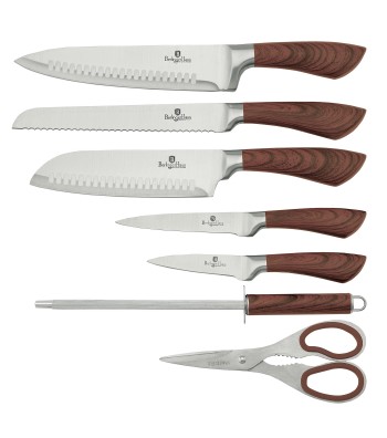 8 pcs knife set with stand, original wood