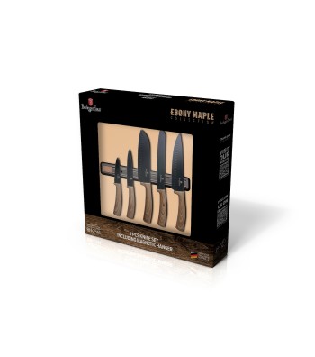 6 pcs knife set with magnetic hanger, wooden